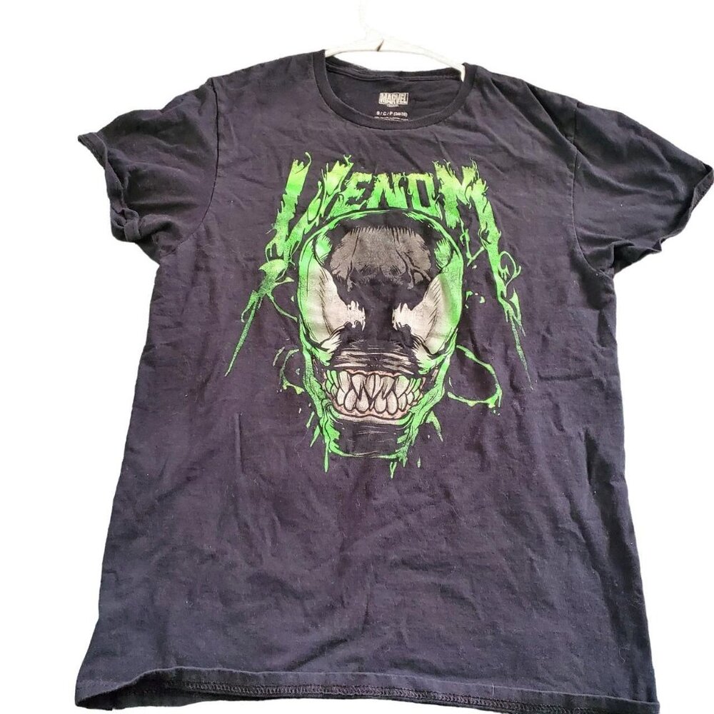 Marvel Men's Black Green Venom T-shirt Superhero Spider-Man Comics Emo Grunge
